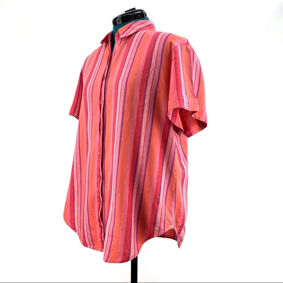 Cabi Tickled Pink Button Down Short Sleeve Shirt, #5977, Medium - Picture 3 of 16